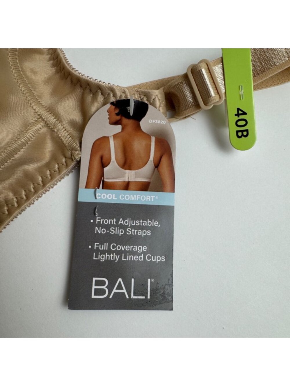 Bali NEW Cool Comfort Bra 40B Nude Wirefree Full Coverage Back Closure DF3820 - Picture 8 of 9